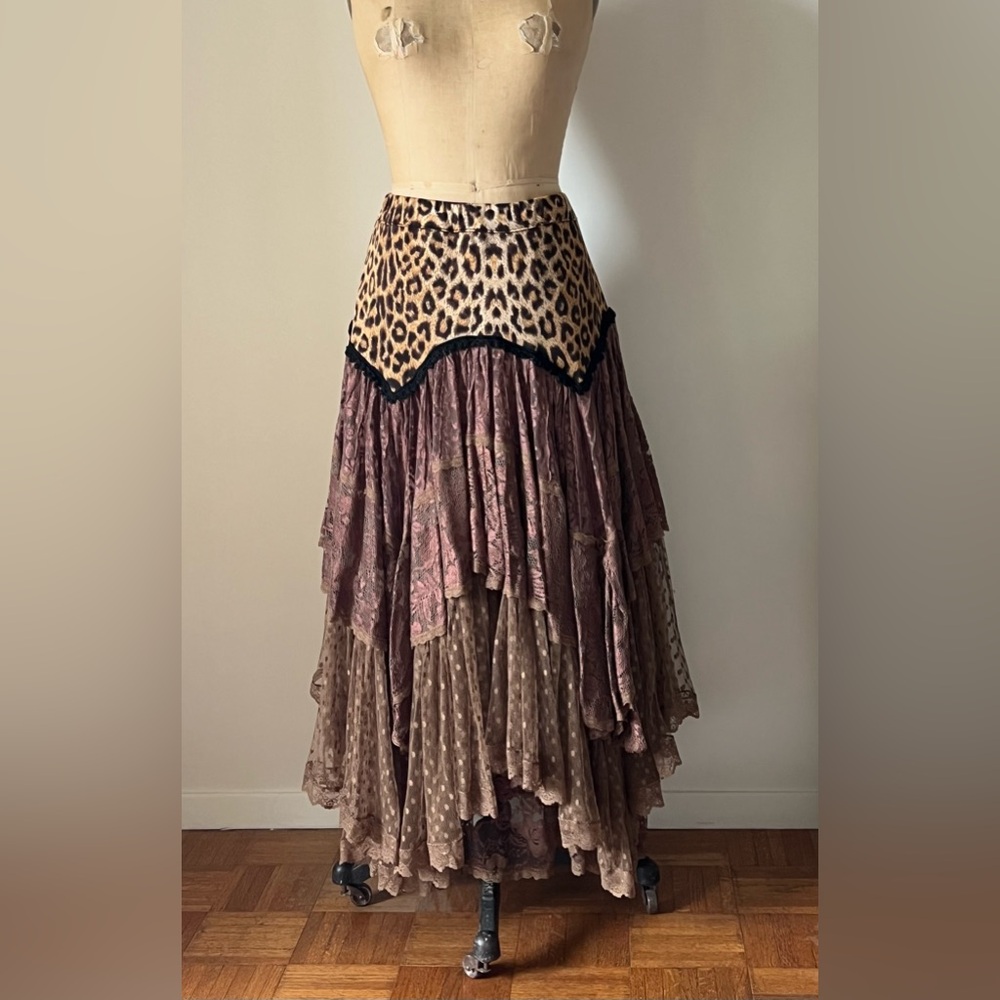 Rare Handmade 1980’s Vintage leopard & lace skirt